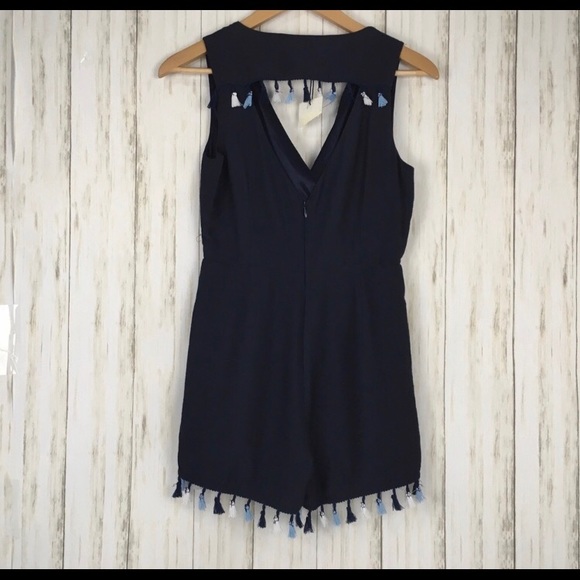 Navy Tassel Wrap Romper - Picture 3 of 6